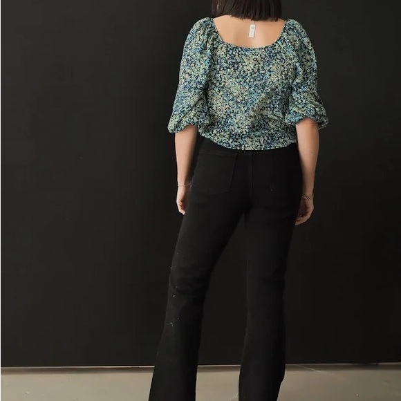 Steve Madden Women’s 3/4 Sleeve Square Neck Black Multi Floral Top Women's - Picture 3 of 4